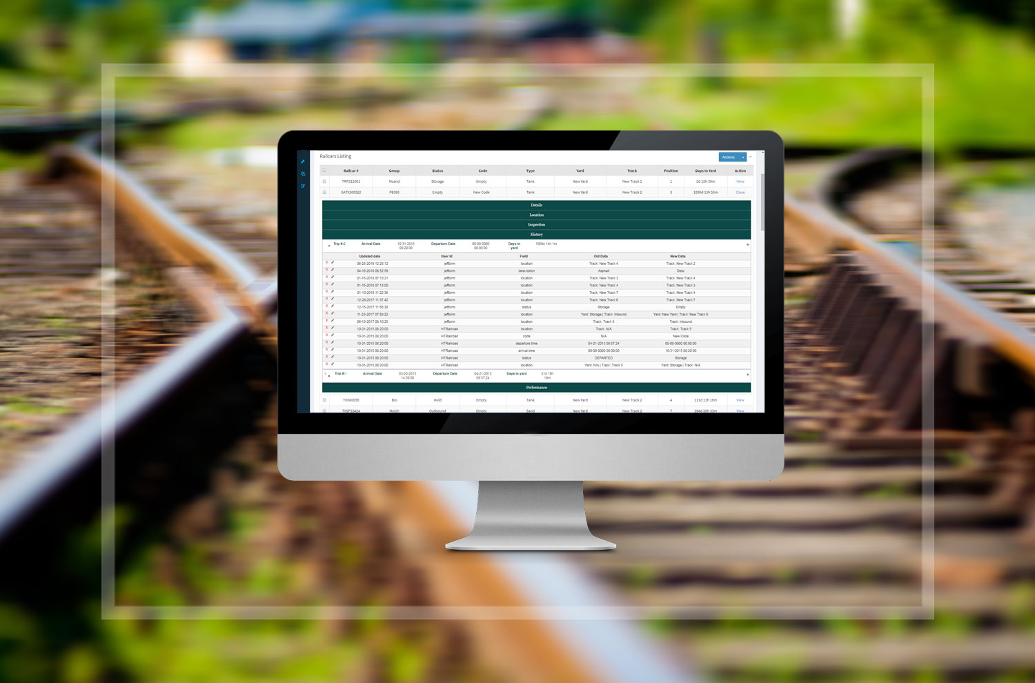 Railcar Historical Tracking gives administrators visibility into the actions of their employees and a view of the whole life cycle in a railcar facility within a trip